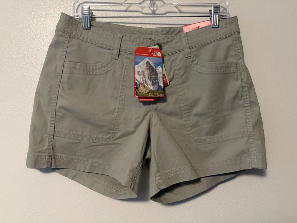 The North Face Boulder Stretch Shorts Womens 8 Khaki 4.5" Stretch Hiking New